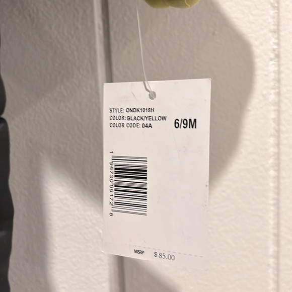 NWT DKNY $85 Zip Up Black Yellow Hooded Puffer Snowsuit NEW - Picture 5 of 9